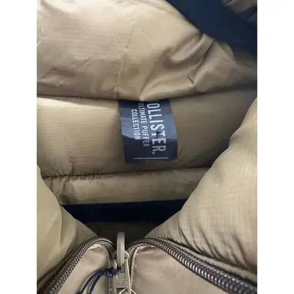 Hollister NWT Men Ultimate Collection Reversible Brown Puffer Jacket size Large - Picture 8 of 12